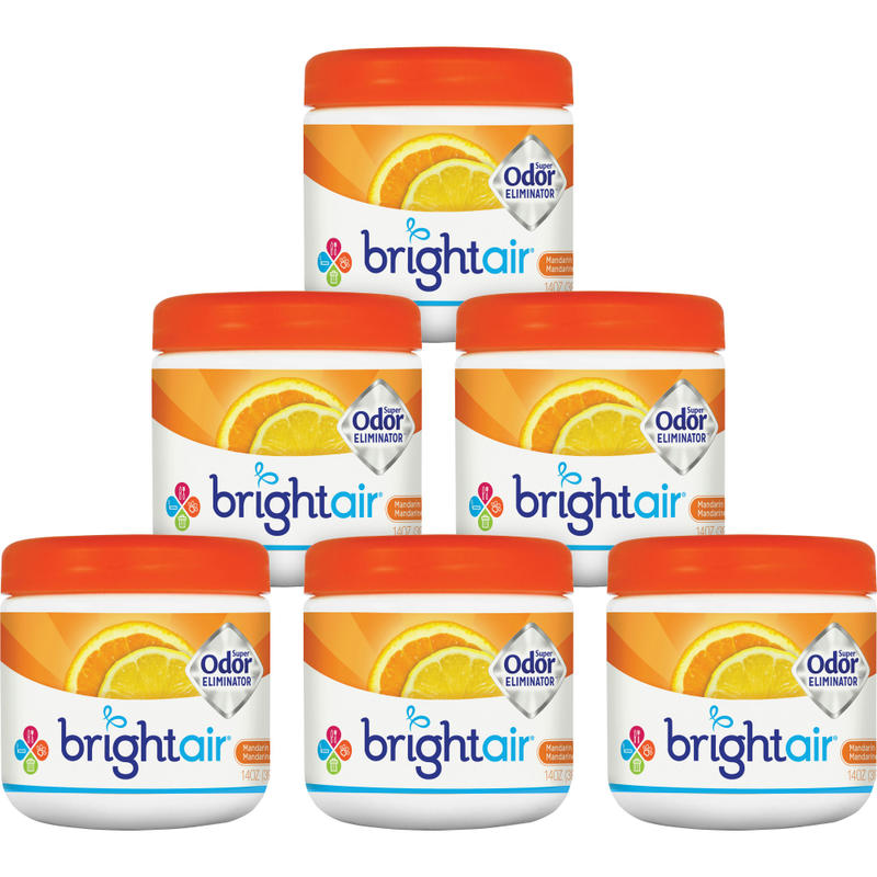 Bright Air Super Odor Eliminator Air Fresheners, Mandarin Orange/Fresh Lemon Scent, 14 Oz, Pack Of 6 MPN:900013CT