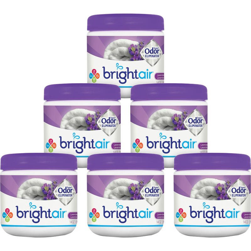 Bright Air Super Odor Eliminator Air Fresheners, Lavender/Fresh Linen Scent, 14 Oz, Pack Of 6 (Min Order Qty 2) MPN:900014CT