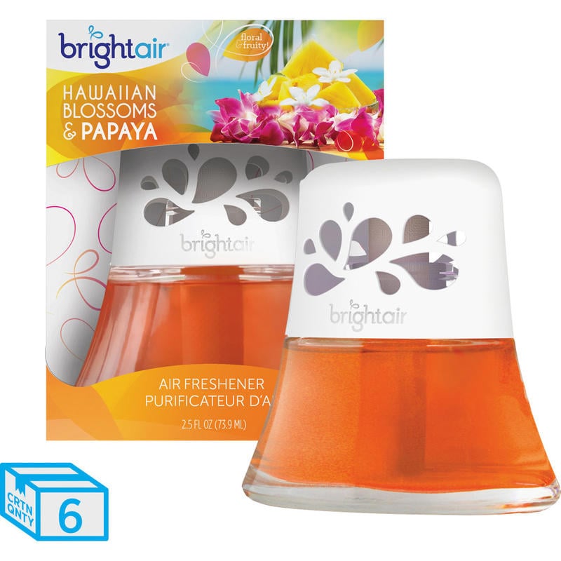 Bright Air Scented Oil Air Freshener, Hawaiian Blossoms & Papaya Scent, 2.5 Oz, Pack of 6 (Min Order Qty 2) MPN:900021CT