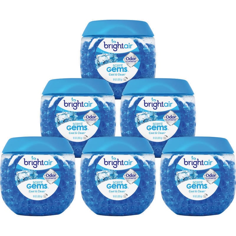 Bright Air Scent Gems Odor Eliminator Gel Beads, Cool & Clean Scent, 10 Oz, Pack Of 6 (Min Order Qty 2) MPN:900228CT