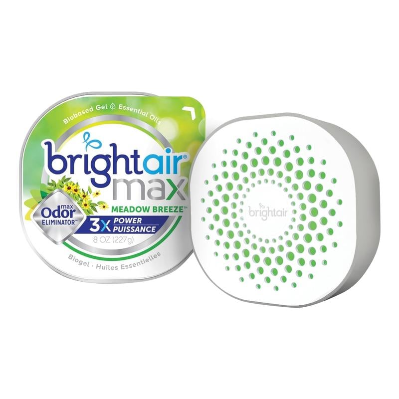 Bright Air Max Scented Gel Odor Eliminator - Gel - 8 oz - Meadow Breeze MPN:900438