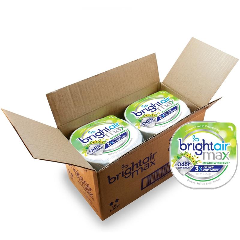 Bright Air Max Scented Gel Odor Eliminator - Gel - 8 oz - Meadow Breeze - Odor Neutralizer, Pack of 6 - 900438CT MPN:900438CT