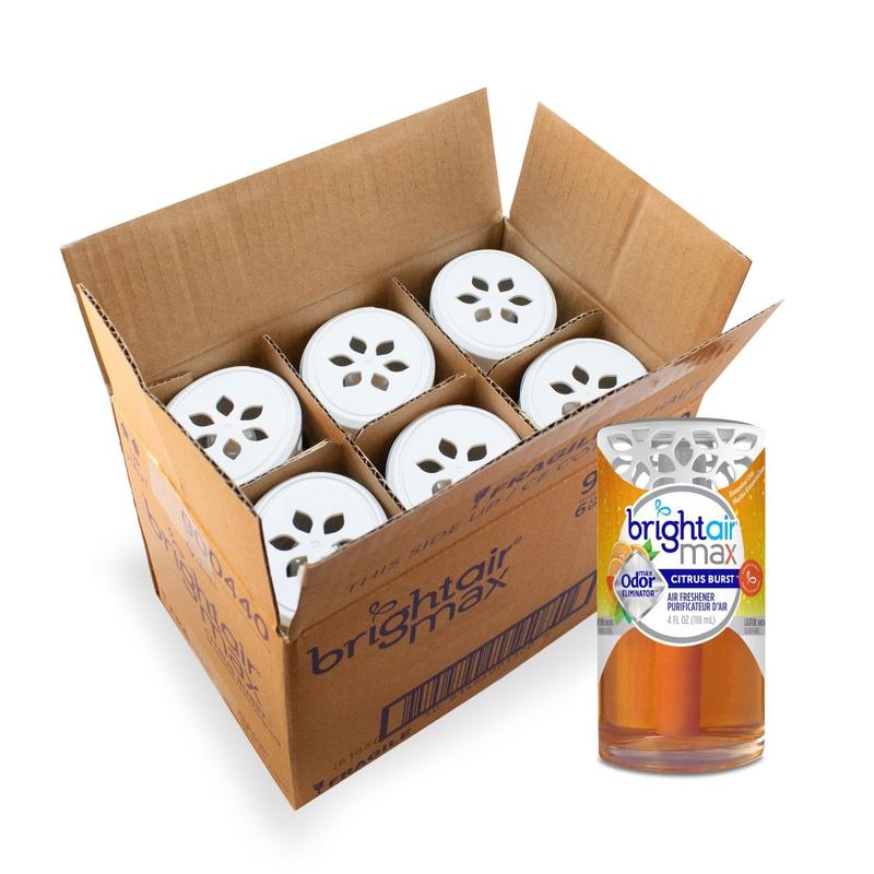 Bright Air Max Odor Eliminator - Gel - 4 fl oz (0.1 quart) - Citrus Burst - Phthalate-free, BHT Free, Pack of 6 - 900440CT MPN:900440CT