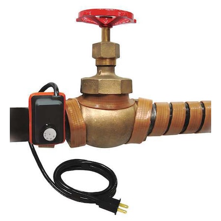 Heating Tape, Adjustable Thermostat Control, 240VAC, 72W, 0.5