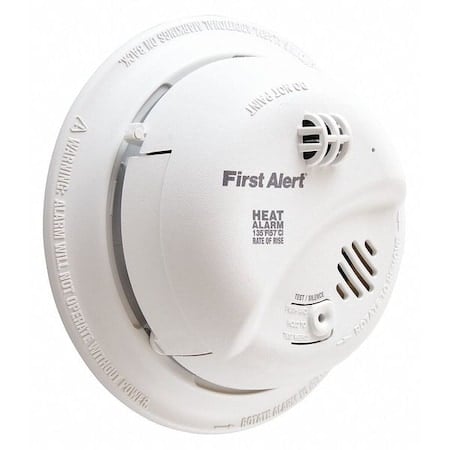 Heat Alarm, 85 dB at 10 ft, 120V AC, 9V, Thermistor Battery Backup: Yes MPN:HD6135FB