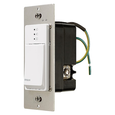 Exhaust Fan Timer, 9 A, White, 120 V MPN:CD60W
