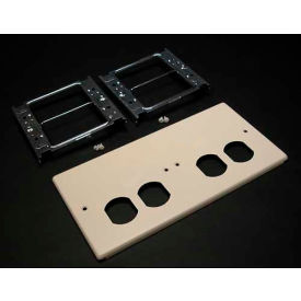 Wiremold V4047-2bbxx Four-Gang Overlapping Cover Two Duplex Openings Ivory 9-1/2