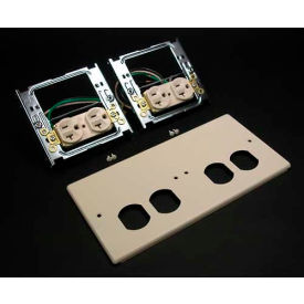 Wiremold V4047-2wwxx Four-Gang Overlapping Cover Two Duplex Receptacles Ivory 9-1/2