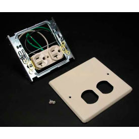Wiremold V4047wx 2-Gng Overlapping Cover 1 Dplx Receptacle Installed Ivory 5-1/8