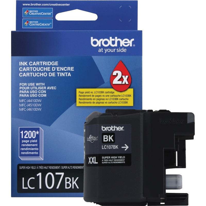 Brother Genuine Innobella LC107BK Super High Yield Black Ink Cartridge - Inkjet - High Yield - 1200 Pages - Black - 1 Each MPN:LC107BK
