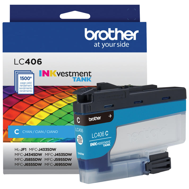 Brother LC406 INKvestment Cyan Ink Tank, LC406C MPN:LC406CS