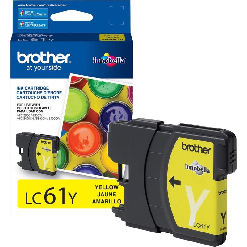 Brother LC61Y Original Ink Cartridge - Inkjet - 325 Pages - Yellow - 1 Each MPN:LC61Y