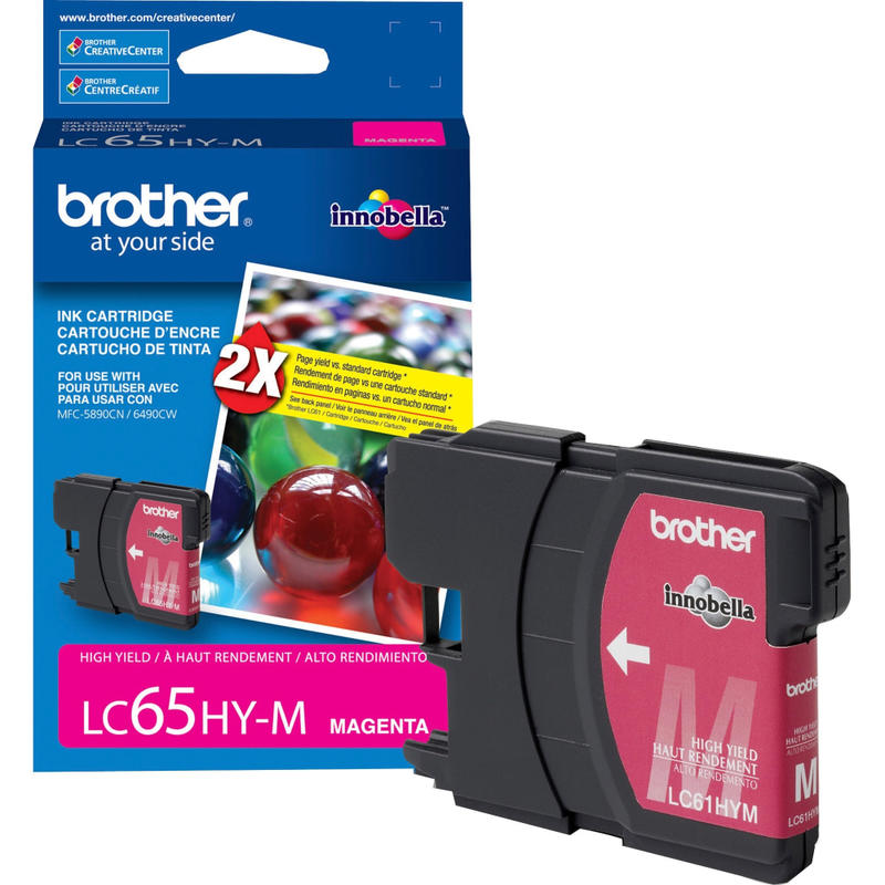Brother LC65HYM Original Ink Cartridge - Inkjet - 750 Pages - Magenta - 1 Each MPN:LC65HYM