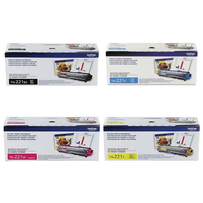 Brother TN221 Black And Cyan, Magenta, Yellow Toner Cartridges, Pack Of 4, TN221CMY MPN:TN221SET-OD
