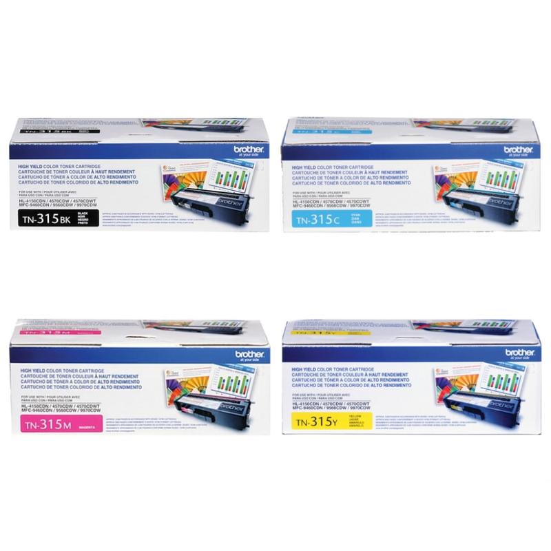 Brother TN-315 Black; Cyan; Magenta; Yellow High Yield Toner Cartridges, Pack Of 4, TN315 combo MPN:TN315SET-OD