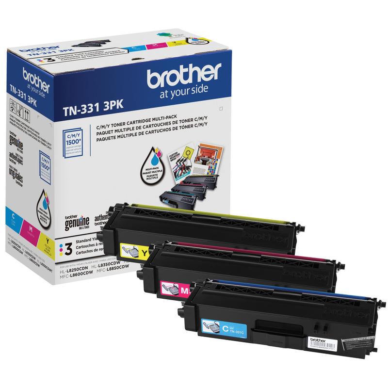Brother TN331 Cyan; Magenta; Yellow Toner Cartridges, Pack Of 3, TN3313PK MPN:TN3313PK