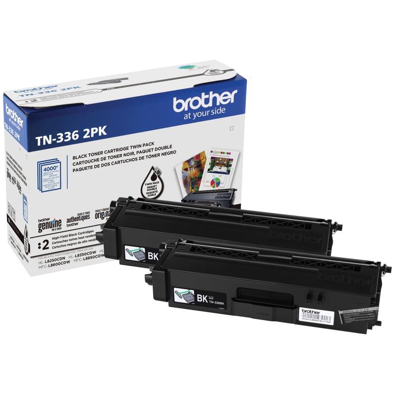 Brother TN-336 Black High Yield Toner Cartridges, Pack Of 2, TN-336BK MPN:TN3362PK