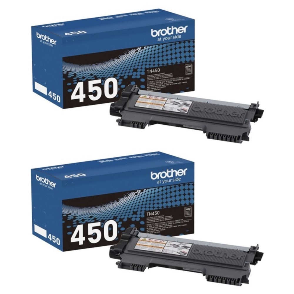 Brother TN-450 Black High Yield Toner Cartridges, Pack Of 2, TN-450-2PKOD MPN:TN450-2PKOD