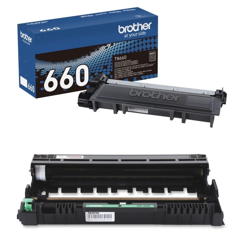 Brother TN-660 Black High Yield Toner Cartridge And DR-630 Drum Unit, TN660/DR-630 MPN:TN660DR630PK-OD