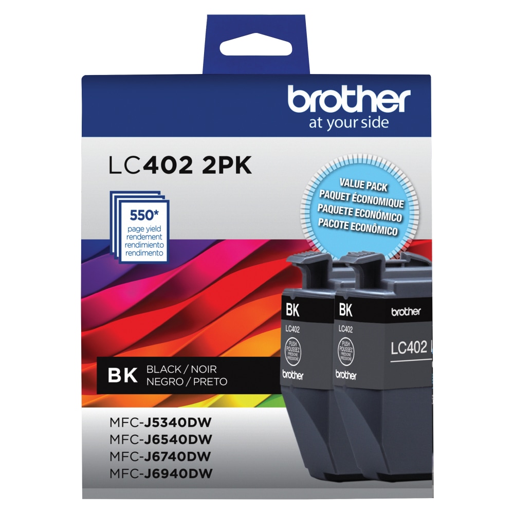 Brother LC402 Black Ink Cartridges, Pack of 2, LC402 2PK MPN:LC4022PKS