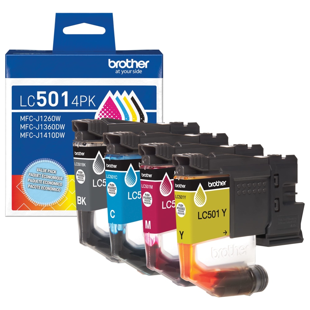 Brother LC5014PK Standard Yield Black, Cyan, Magenta, and Yellow Ink Cartridges, 4 pack MPN:LC5014PKS