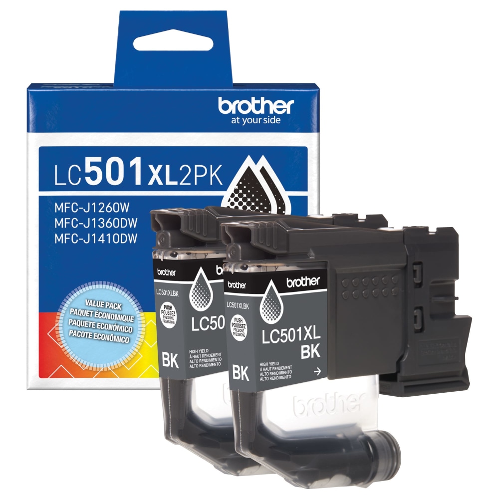 Brother LC501XL2PK Black High Yield Ink Cartridges, 2 pack MPN:LC501XL2PKS