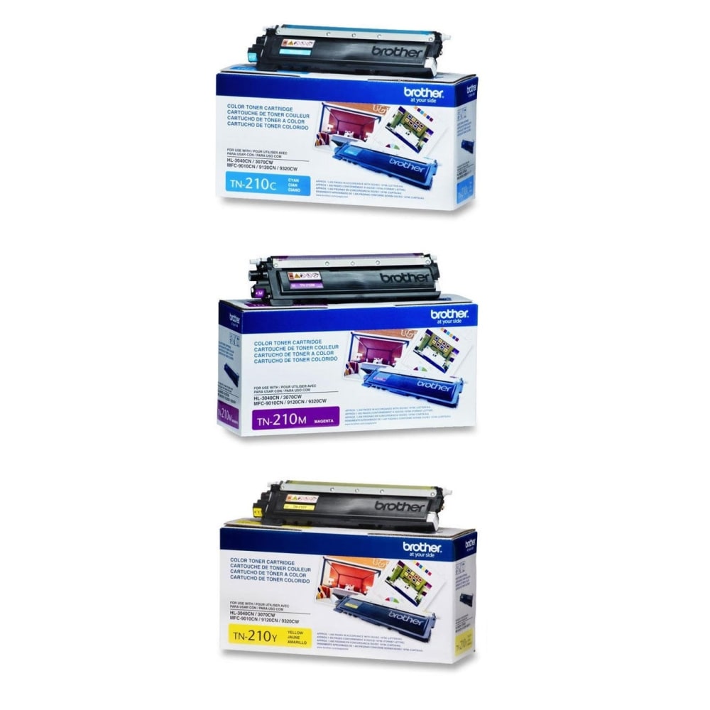 Brother TN210 3-Color Cyan/Magenta/Yellow Toner Cartridges, Pack Of 3 Cartridges, TN210CMY-OD MPN:TN210CMY-OD