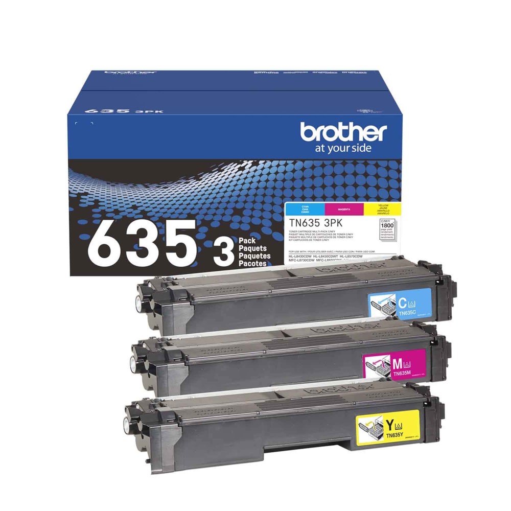 Brother TN635 Cyan, Magenta, and Yellow Standard Yield Toner Cartridges, 3-pack (TN6353PK) MPN:TN6353PK