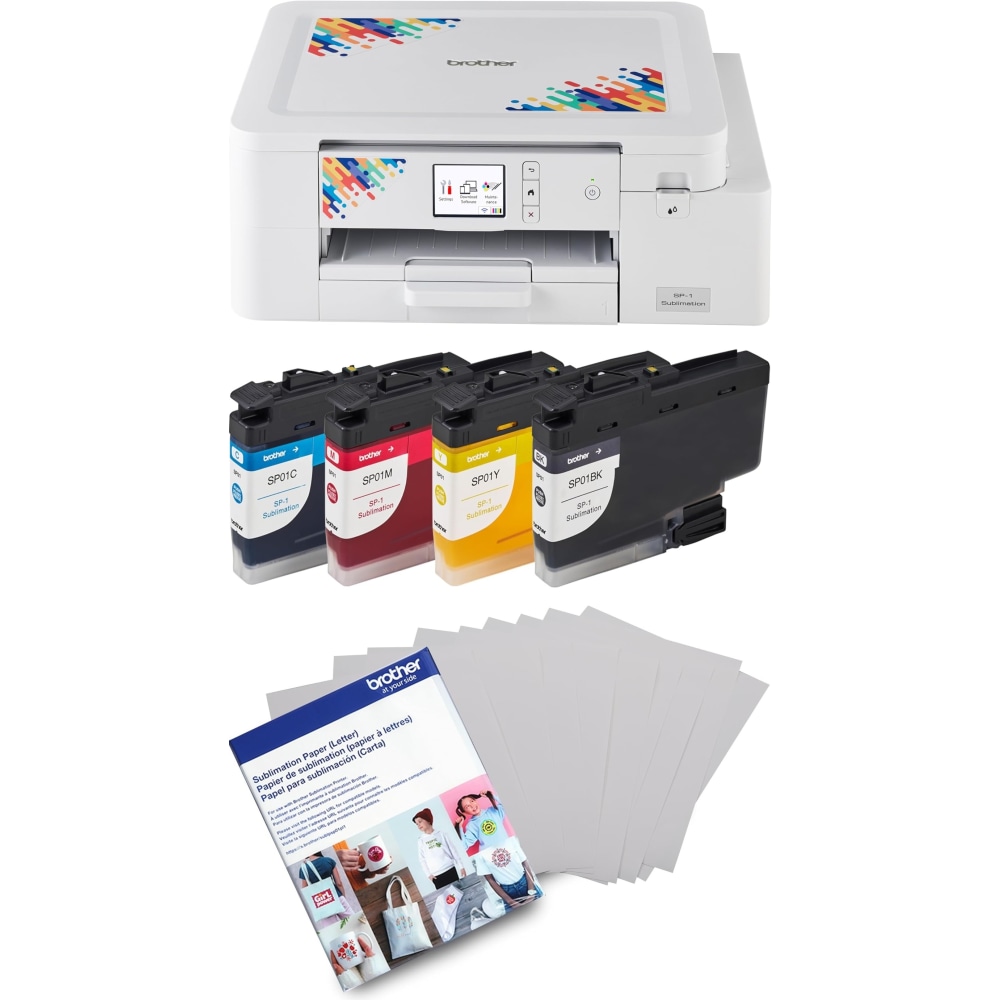 Brother SP1 Sublimation Printer With 4-Color Sublimation Ink Cartridges And 100-Sheet Sublimation Paper MPN:SP1BNDL-OD