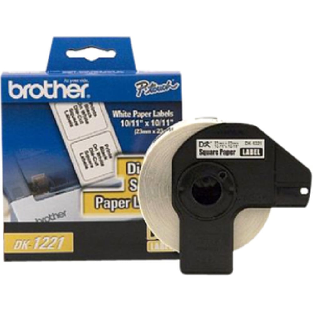 Brother DK1221 Square Paper Labels, 2480105, 15/16in x 15/16in, White, Roll Of 1, 000 MPN:DK1221