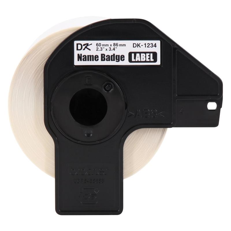 Brother Genuine DK-12343PK Die-Cut Name Badge Paper Labels, 2-5/16in x 3-7/16in, White, 260 Labels Per Roll, Box Of 3 Rolls MPN:DK12343PK