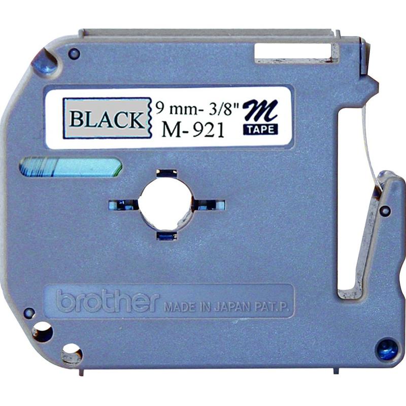 Brother M-921 Black-On-Silver Tape, 0.38in x 26.2ft MPN:M921