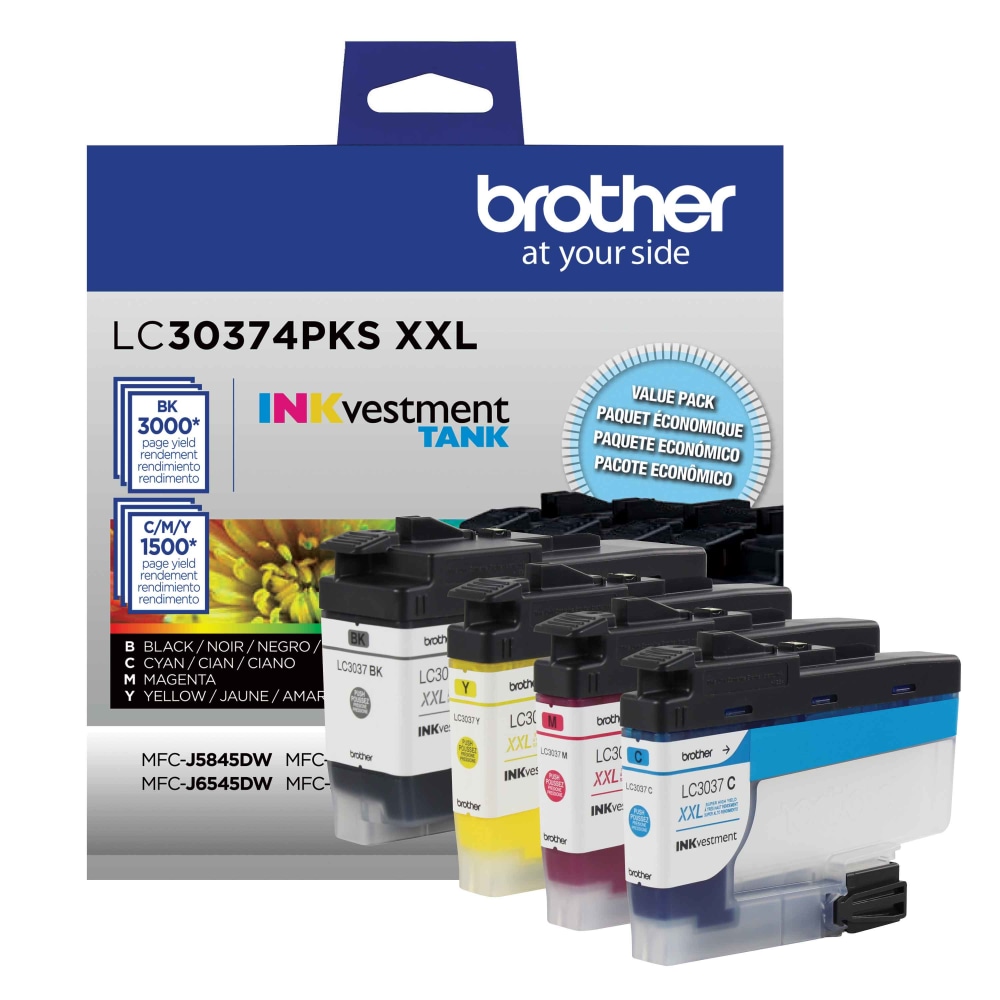 Brother LC3037 Genuine Black; Cyan; Magenta; Yellow High-Yield Multi-Pack Ink, Pack Of 4 Cartridges, LC30374PKS MPN:LC30374PKS