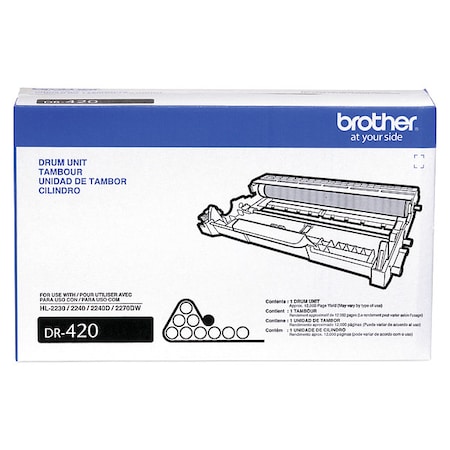 Brother DR420 Replacement Drum - Laser Print Technology - 12000 - Black - 1 Each MPN:DR420