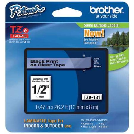Label/Ribbon Cartridge, Clear, Gloss, 1/2 in W MPN:TZE131G
