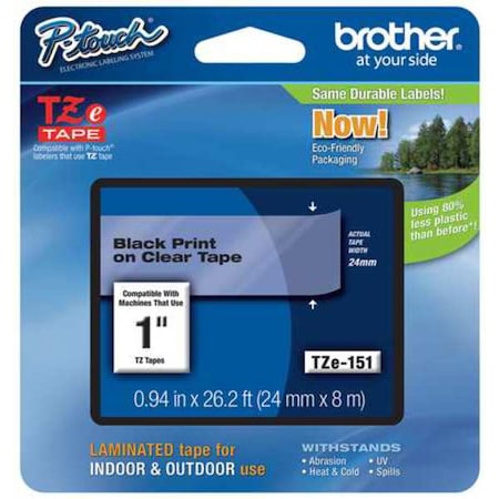 Label/Ribbon Cartridge, Clear, Gloss, 1 in W MPN:TZE151G