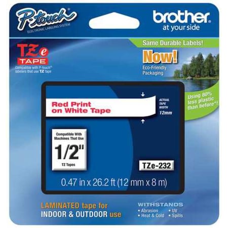 Label/Ribbon Cartridge, White, Gloss, 1/2 in W MPN:TZE232G
