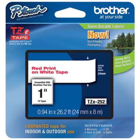 Label/Ribbon Cartridge, White, Gloss, 1 in W MPN:TZE252G