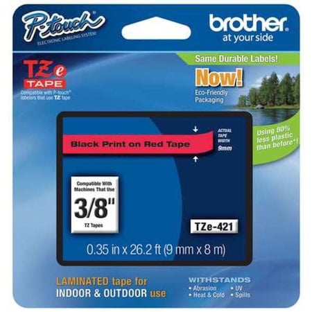 Label/Ribbon Cartridge, Red, Gloss, 3/8 in W MPN:TZE421G