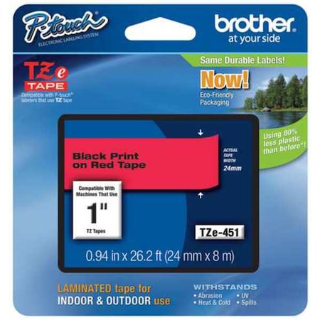 Label/Ribbon Cartridge, Red, Gloss, 1 in W MPN:TZE451G