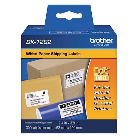 Printer Label, Black/White, Labels/Roll: 300 MPN:DK1202