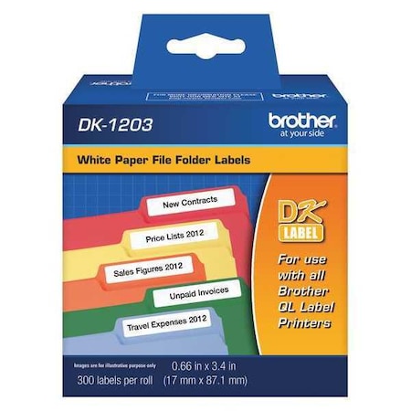 Label, Black/White, Labels/Roll: 300 MPN:DK1203