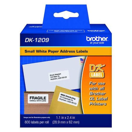 Printer Label, Black/White, Labels/Roll: 800 MPN:DK1209