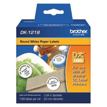 Die Cut Circle Cartridge, Black/White, Labels/Roll: 1000 MPN:DK1218