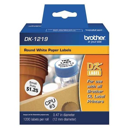 Die Cut Circle Cartridge, Black/White, Labels/Roll: 1200 MPN:DK1219