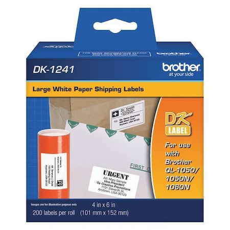 Printer Label, Black/White, Labels/Roll: 200 MPN:DK1241