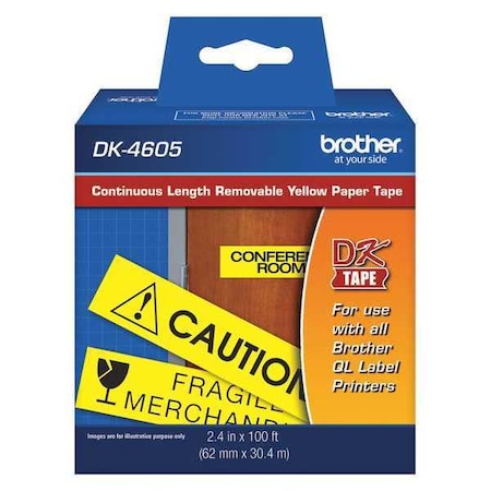 Removable Label, Black/Yellow, Labels/Roll: Continuous MPN:DK4605