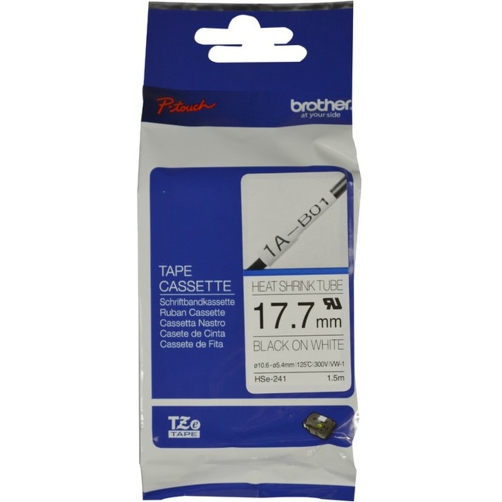Brother Wire & Cable Thermal Transfer Label HSe Tube Cassette, TG5634, Rectangle, 0.69in x 4.9ft, Black On White MPN:HSE241