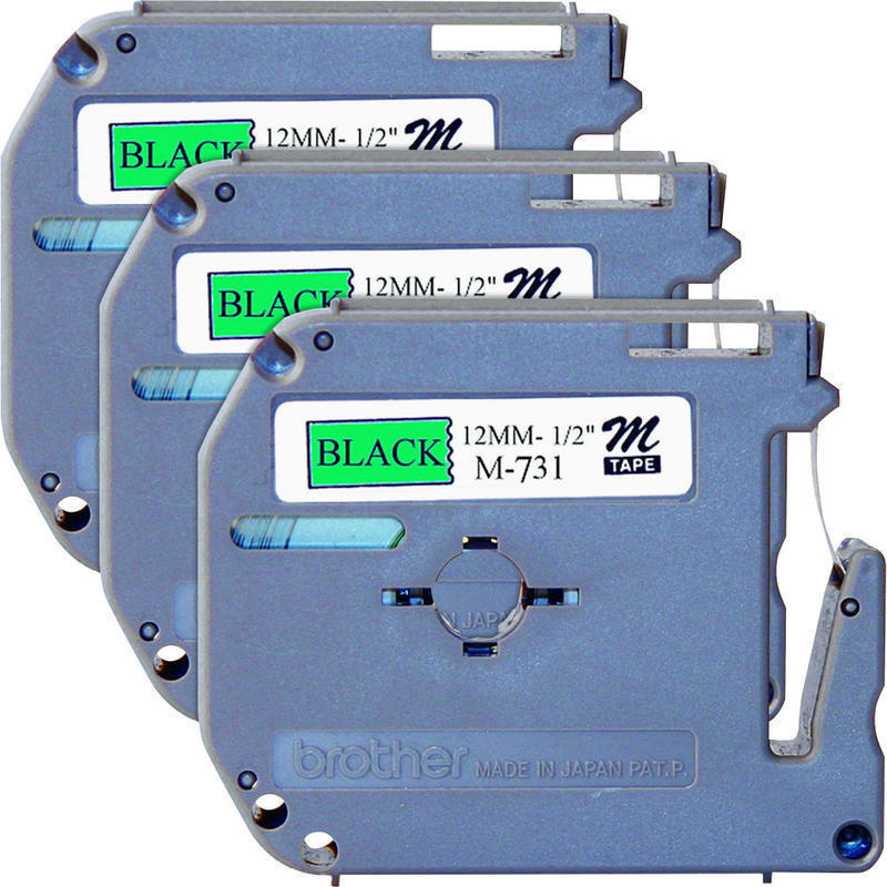 Brother P touch P touch Nonlaminated M Series Tape Cartridge 1/2in Width x 26 1/5 ft Length Rectangle Direct Thermal Black, Green 3 / Bundle MPN:M731BD