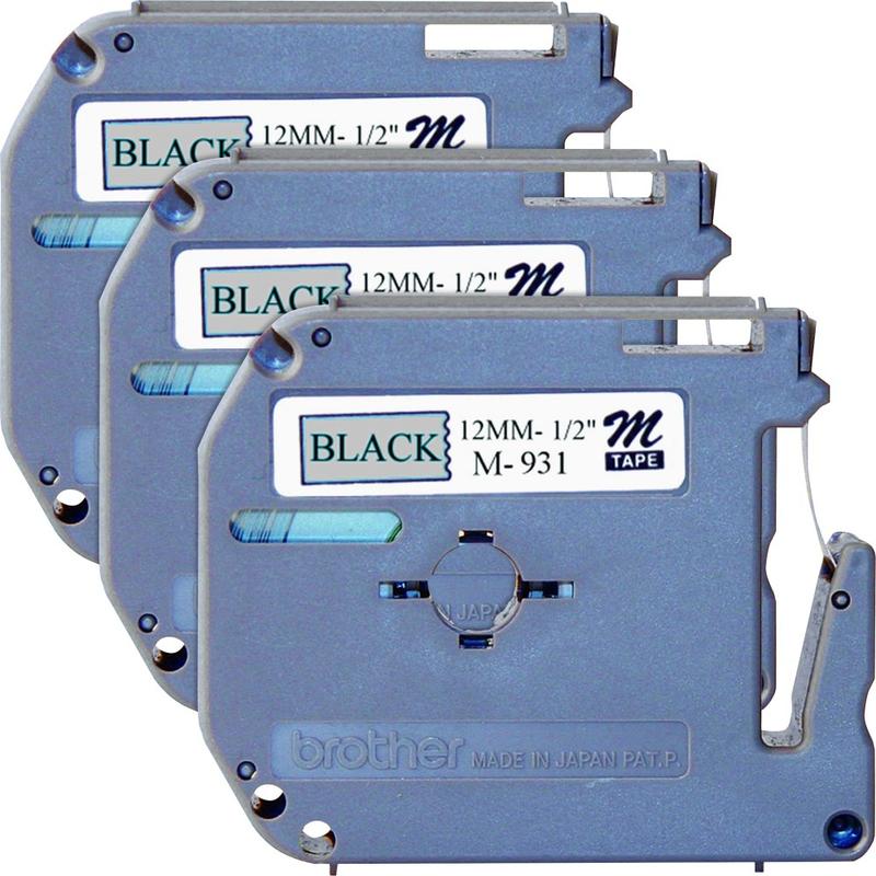 Brother P-touch Nonlaminated M Series Tape Cartridge, 1/2inW x 26 1/5L, Rectangle, Silver, 3 Per Bundle MPN:M931BD